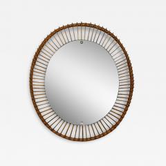 Italian Mid Century Modern Wall Mirror Bamboo Cane Rattan Italy 1960s - 3860041