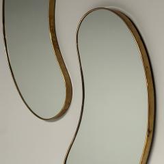 Italian Mid Century Modern Wall Mirrors Organic Form Brass Italy 1950s - 3829655