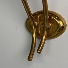 Italian Mid Century Modern Wall Sconces Brass Opaline Glass Italy 1950s - 3852711