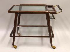 Italian Mid Century Modern Walnut and Glass Bar Cart by Cesare Lacca - 1736631