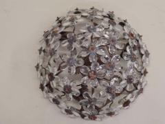 Italian Mid Century Murano Venetian Crystal Glass Floral Flush Mount Fixture - 1811285