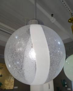 Italian Mid Century Murano White Striped Globe Chandelier - 927120