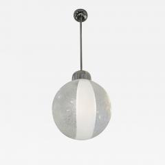 Italian Mid Century Murano White Striped Globe Chandelier - 928340