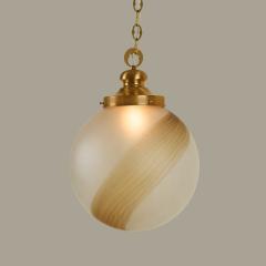 Italian Mid Century Murano satin and amber swirl ball pendant - 4615745
