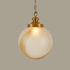 Italian Mid Century Murano satin and amber swirl ball pendant - 4615756