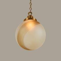 Italian Mid Century Murano satin and amber swirl ball pendant - 4615757