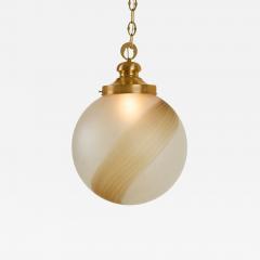 Italian Mid Century Murano satin and amber swirl ball pendant - 4616087