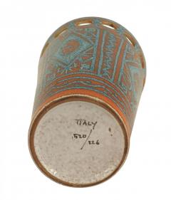 Italian Mid Century Orange and Turquoise Porcelain Vase - 4197273