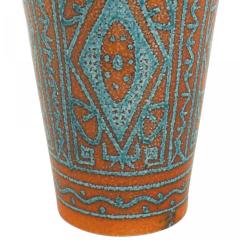 Italian Mid Century Orange and Turquoise Porcelain Vase - 4197274