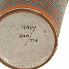 Italian Mid Century Orange and Turquoise Porcelain Vase - 4197276