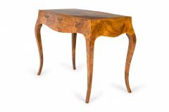 Italian Mid Century Oyster Burl Three Drawer Sabre Leg Writing Desk - 2793519
