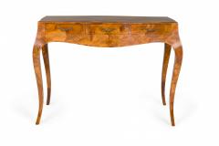 Italian Mid Century Oyster Burl Three Drawer Sabre Leg Writing Desk - 2793520
