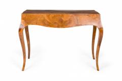 Italian Mid Century Oyster Burl Three Drawer Sabre Leg Writing Desk - 2793523