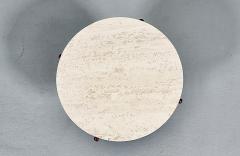 Italian Mid Century Sculpted Wood Travertine Side Table - 4744523