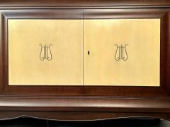 Italian Mid Century Sideboard Credenza Cabinet Parchment Mahogany 1950s - 2999272