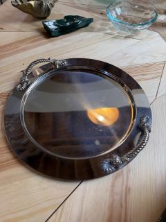 Italian Mid Century Silver Plated Oval Serving Tray with Rope Handles 1970s - 4689535