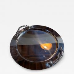 Italian Mid Century Silver Plated Oval Serving Tray with Rope Handles 1970s - 4689545