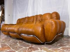 Italian Mid Century Space Age Living Room Set in Natural Leather 1970 - 2949569