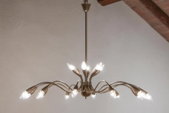 Italian Mid Century Sputnik Eighteen Arms Gold Color Chandelier 1950s - 2601768