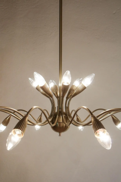 Italian Mid Century Sputnik Eighteen Arms Gold Color Chandelier 1950s - 2601774