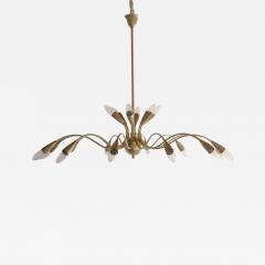 Italian Mid Century Sputnik Eighteen Arms Gold Color Chandelier 1950s - 2613034