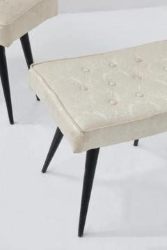 Italian Mid Century Stools in Wood and Brocade - 3674078