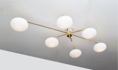 Italian Mid Century Style Brass Flush Mount Chandelier - 2992319