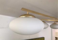 Italian Mid Century Style Brass Flush Mount Chandelier - 2992321