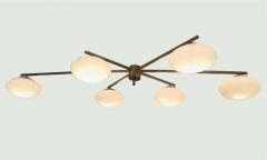 Italian Mid Century Style Brass Flush Mount Chandelier - 2992328