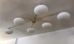 Italian Mid Century Style Brass Flush Mount Chandelier - 2992332