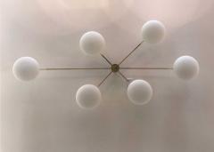 Italian Mid Century Style Brass Flush Mount Chandelier - 2992334