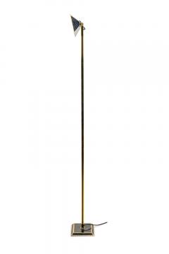 Italian Mid Century Tall Brass and Black Lacquer Torchiere - 4658165