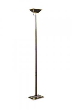 Italian Mid Century Tall Brass and Black Lacquer Torchiere - 4658168
