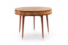 Italian Mid Century Teak Parchment Game Table - 1379562