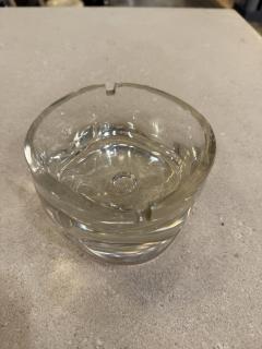 Italian Mid Century Thick Clear Glass Ashtray Murano Style 1960s 1970s - 4442577