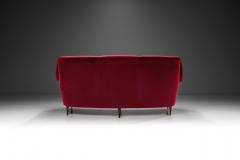 Italian Mid Century Three Seater Sofa in Red Velvet Italy 1950s - 3353967