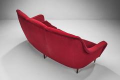 Italian Mid Century Three Seater Sofa in Red Velvet Italy 1950s - 3353969