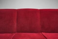 Italian Mid Century Three Seater Sofa in Red Velvet Italy 1950s - 3353974