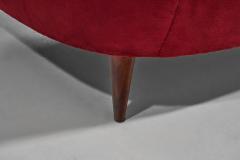 Italian Mid Century Three Seater Sofa in Red Velvet Italy 1950s - 3353976