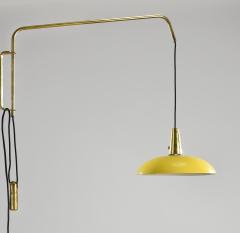 Italian Mid Century Wall Light with Counterweight Enameled Yellow Shade - 1085116