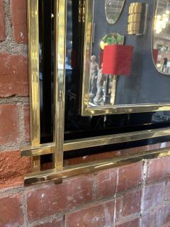 Italian Mid Century Wall Mirror Black Brass 1970s - 4221433