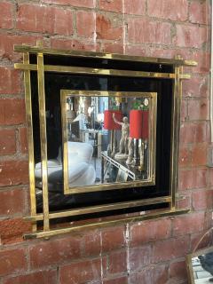 Italian Mid Century Wall Mirror Black Brass 1970s - 4221434