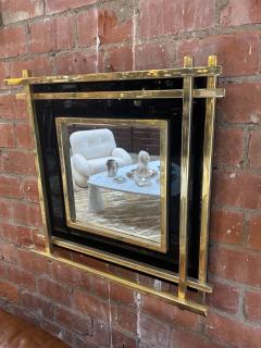 Italian Mid Century Wall Mirror Black Brass 1970s - 4221436