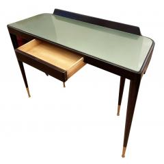 Italian Mid Century Wood Console with Glass Top - 2350026