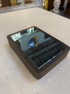 Italian Mid Century Wood and Mirrored Box with Brass Knob 1960s - 4516069
