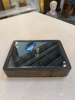 Italian Mid Century Wood and Mirrored Box with Brass Knob 1960s - 4516070