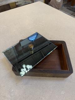 Italian Mid Century Wood and Mirrored Box with Brass Knob 1960s - 4516075