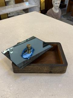 Italian Mid Century Wood and Mirrored Box with Brass Knob 1960s - 4516076