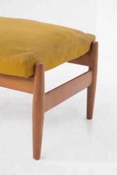 Italian Mid Century Wood and Velvet Stool - 3674138