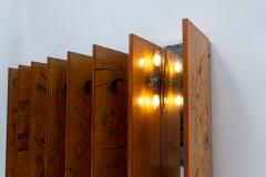 Italian Mid Century Wooden Coat Hanger with Lighting Mirror - 2729079